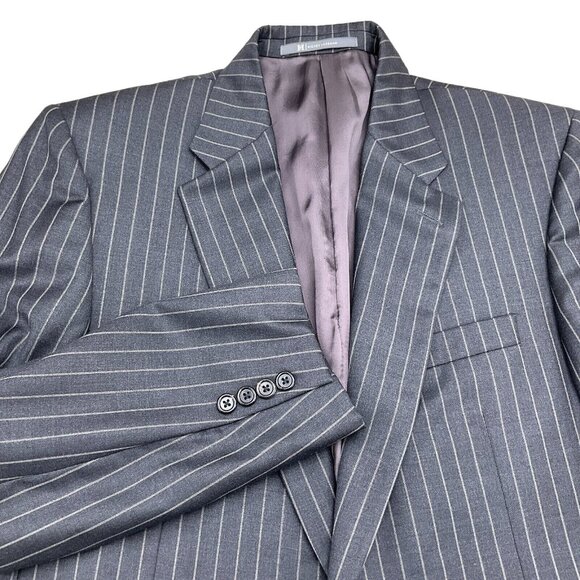 Hickey Freeman Blazer Men 42L Gray Pinstripe Wool Madison Classic Career USA VTG - Picture 1 of 13